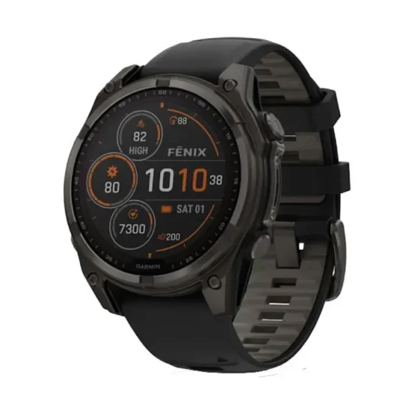 GARMIN Fēnix 8 47mm Solar Sapphire, Carbon Gray DLC Titanium with Black/Pebble Gray - Image 2